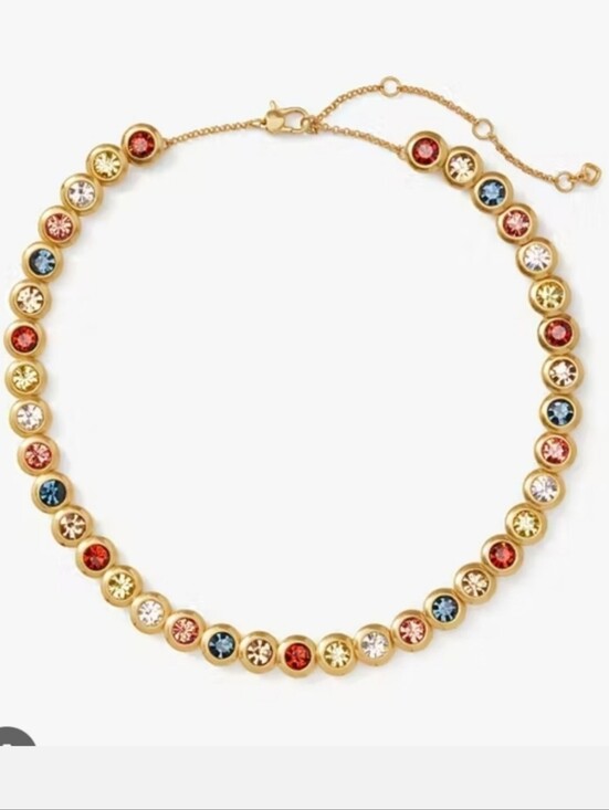 kate spade Jewelry - Kate Spade On The Dot Gold Multicolor Crystal Station Necklace Nwt